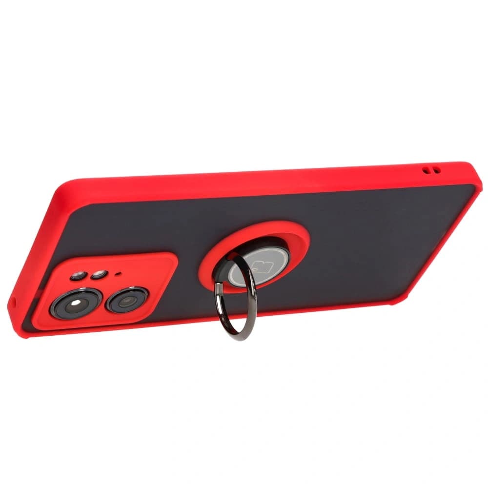 Bizon Case Hybrid Ring Motorola Edge 40 smoky with a red frame - 5