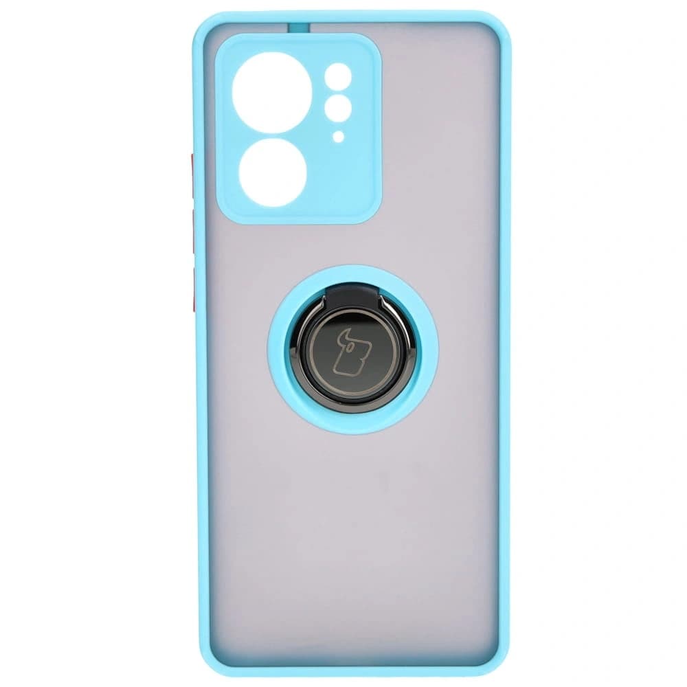 Bizon Case Hybrid Ring Motorola Edge 40 smoky with a light blue frame - 2