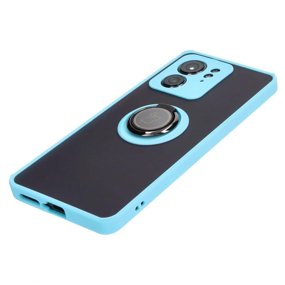 Bizon Case Hybrid Ring Motorola Edge 40 smoky with a light blue frame - 3
