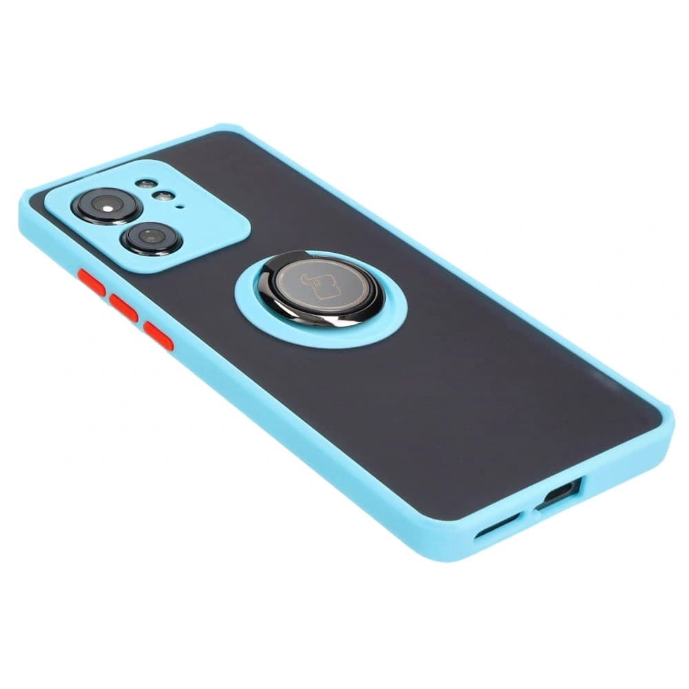 Bizon Case Hybrid Ring Motorola Edge 40 smoky with a light blue frame - 4