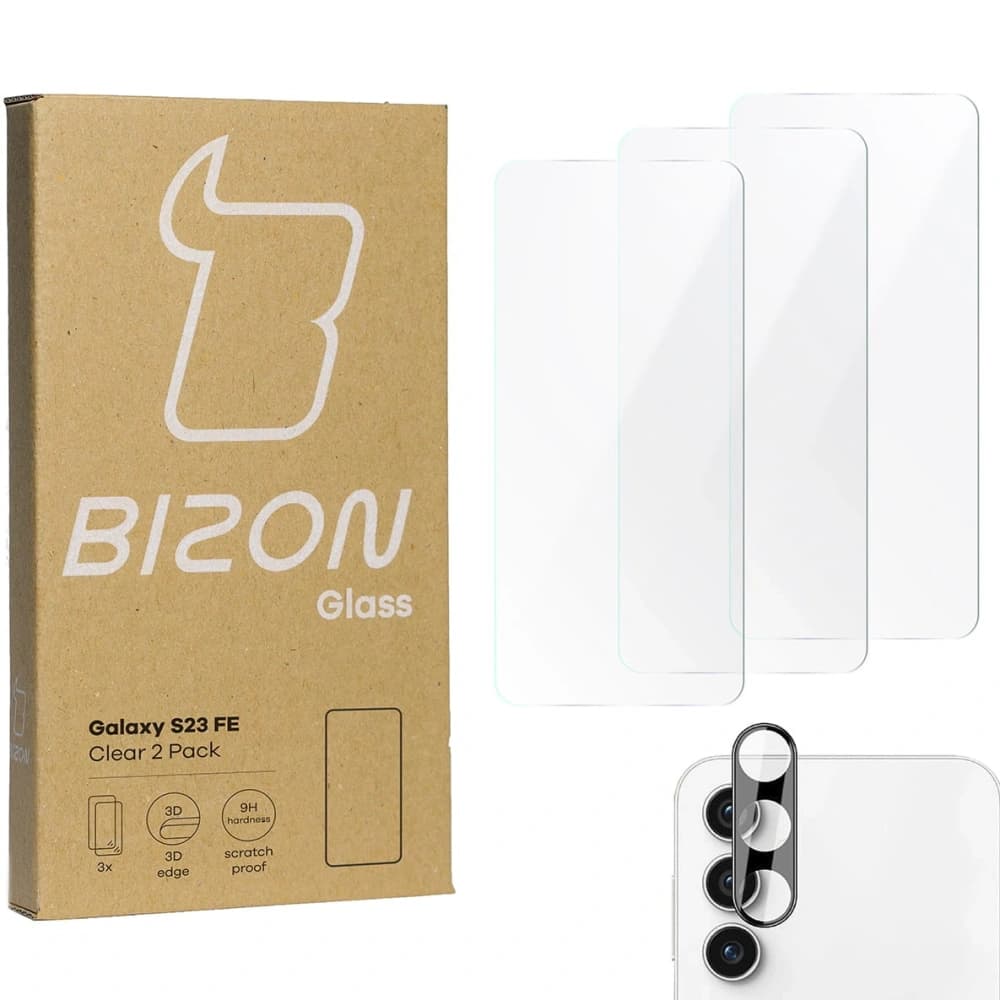 BIZON Clear 3x screen glass + camera glass Samsung Galaxy S23 FE - 1