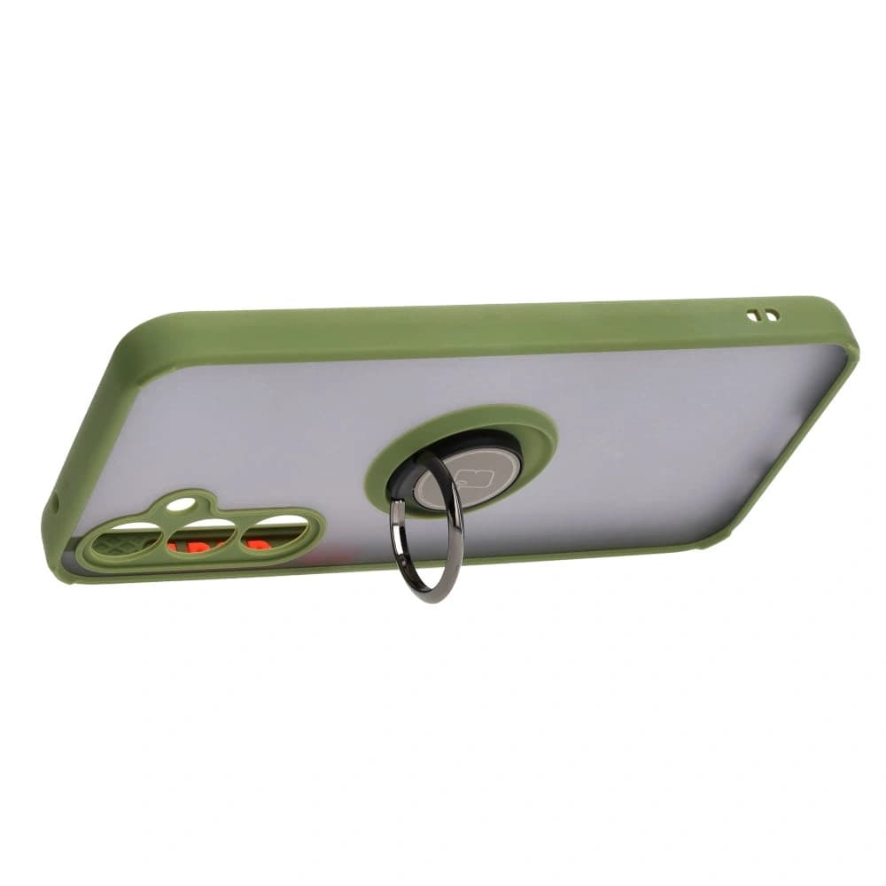 Bizon Case Hybrid Ring Samsung Galaxy S23 FE smoky with a green frame - 5