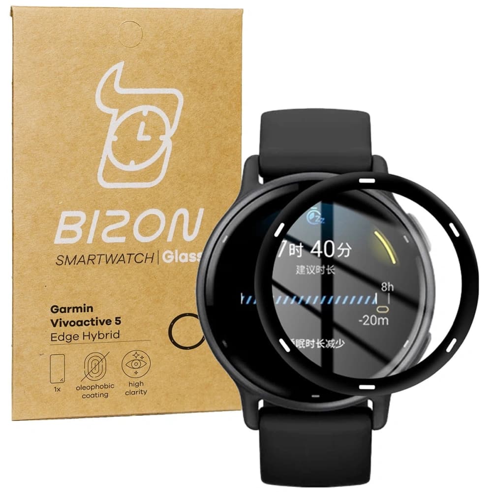 Bizon Glas Uhr Edge Hybrid Garmin Vivoactive 5 schwarz - 1