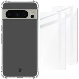 Bizon Case Clear Pack Hülle + 2x Displayschutzglas Google Pixel 8 Pro klar