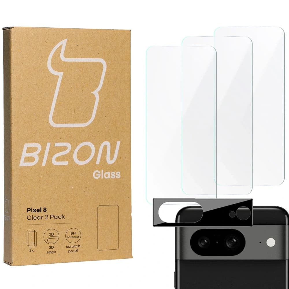BIZON Clear 3x screen glass + camera glass Pixel 8 - 1
