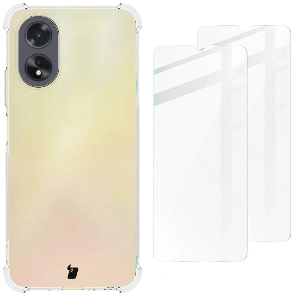 Bizon Case Clear Pack Hülle + 2x Displayglas für Oppo A38 4G klar - 1