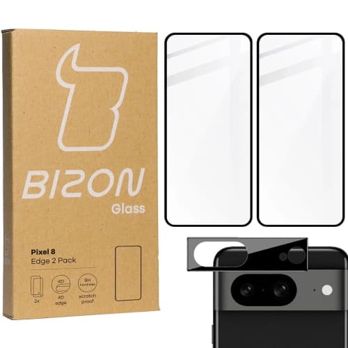 BIZON Edge 2x screen glass + camera glass Pixel 8