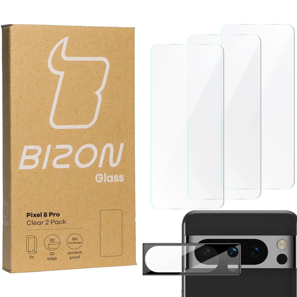 BIZON Clear 3x screen glass + camera glass Pixel 8 Pro - 1