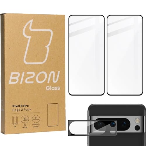 BIZON Edge 2x Bildschirmglas + Kameraglas Pixel 8 Pro