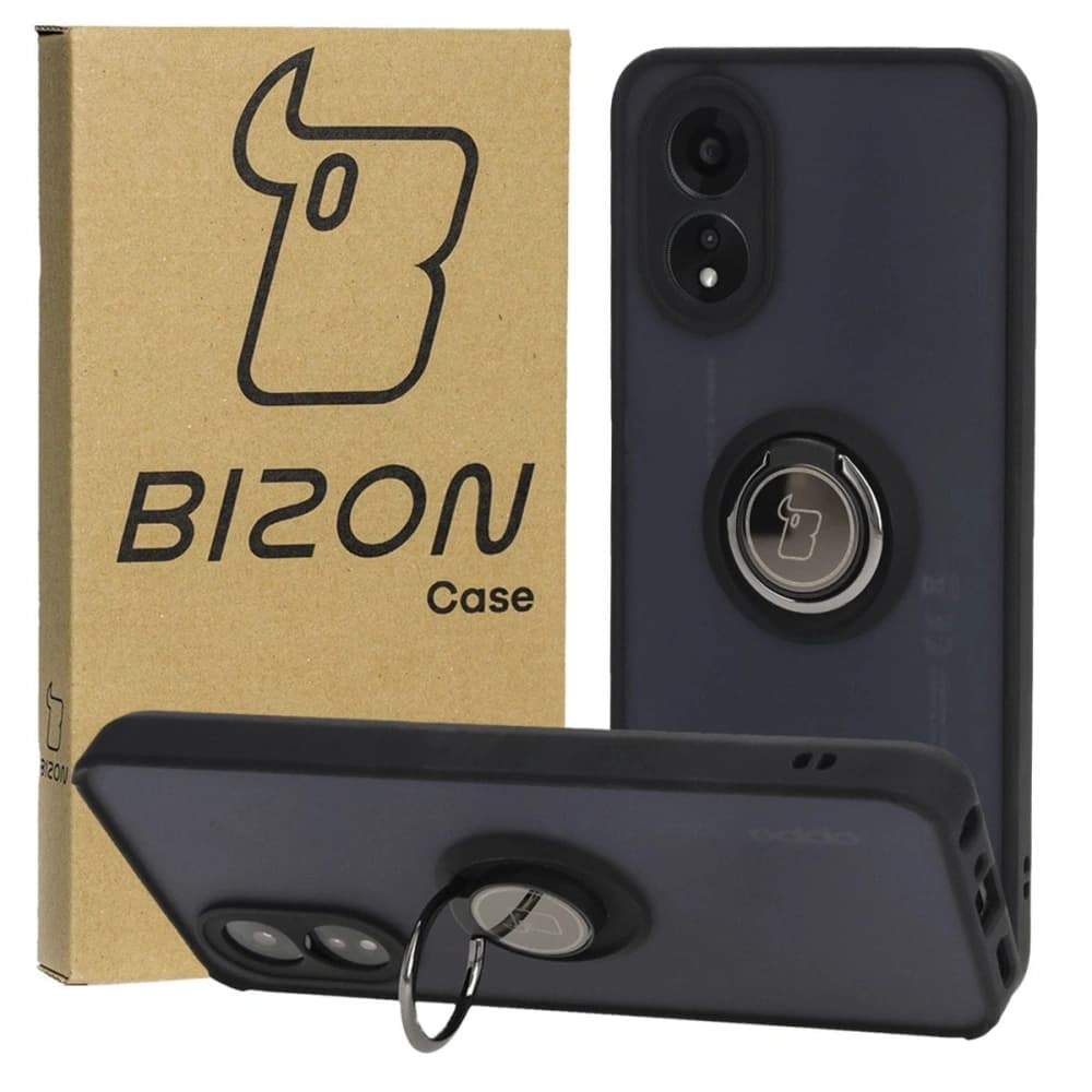 Bizon Case Hybrid Ring Oppo A38 4G rauchig mit schwarzem Rahmen - 1
