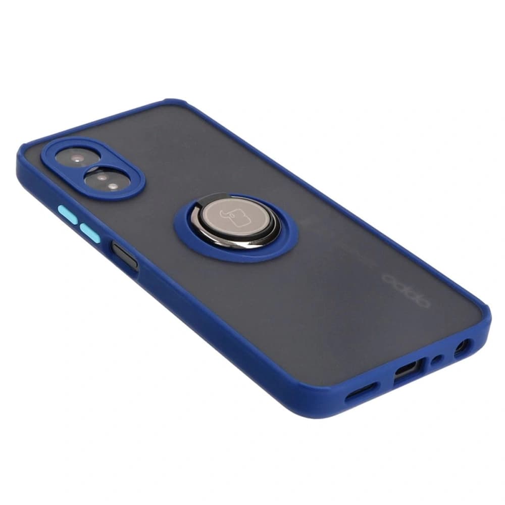 Bizon Case Hybrid Ring Oppo A38 4G rauchig mit einem marineblauen Rahmen - 4