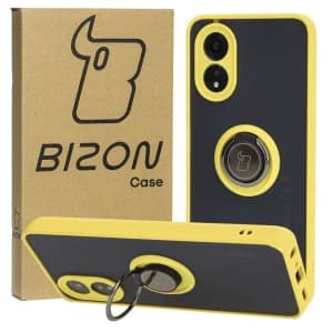 Bizon Case Hybrid Ring Oppo A38 4G smoky with a yellow frame