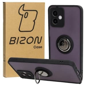 Bizon Case Hybrid Ring Motorola Moto G14 rauchig mit einem schwarzen Rahmen