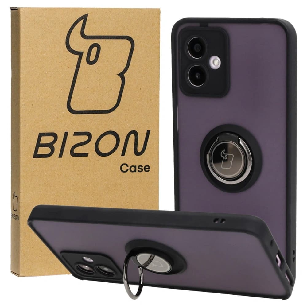 Bizon Case Hybrid Ring Motorola Moto G14 rauchig mit einem schwarzen Rahmen - 1