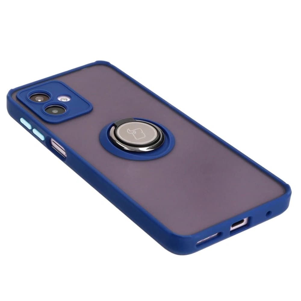 Bizon Case Hybrid Ring Motorola Moto G14 smoky with a navy blue frame - 4