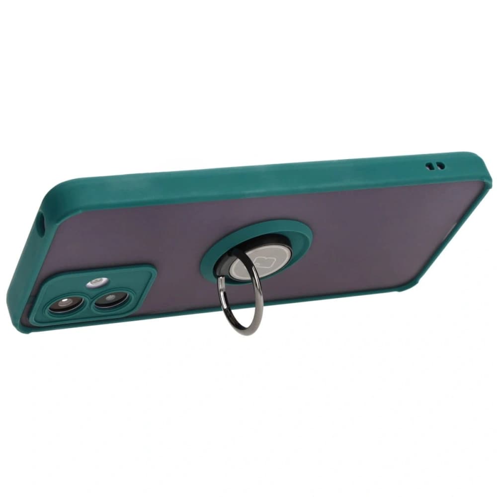 Bizon Case Hybrid Ring Motorola Moto G14 smoky with a dark green frame - 5