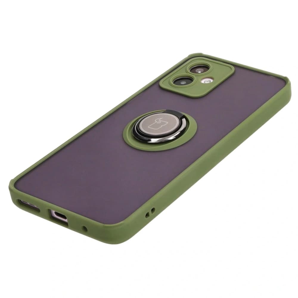 Bizon Case Hybrid Ring Motorola Moto G14 rauchig mit einem grünen Rahmen - 3