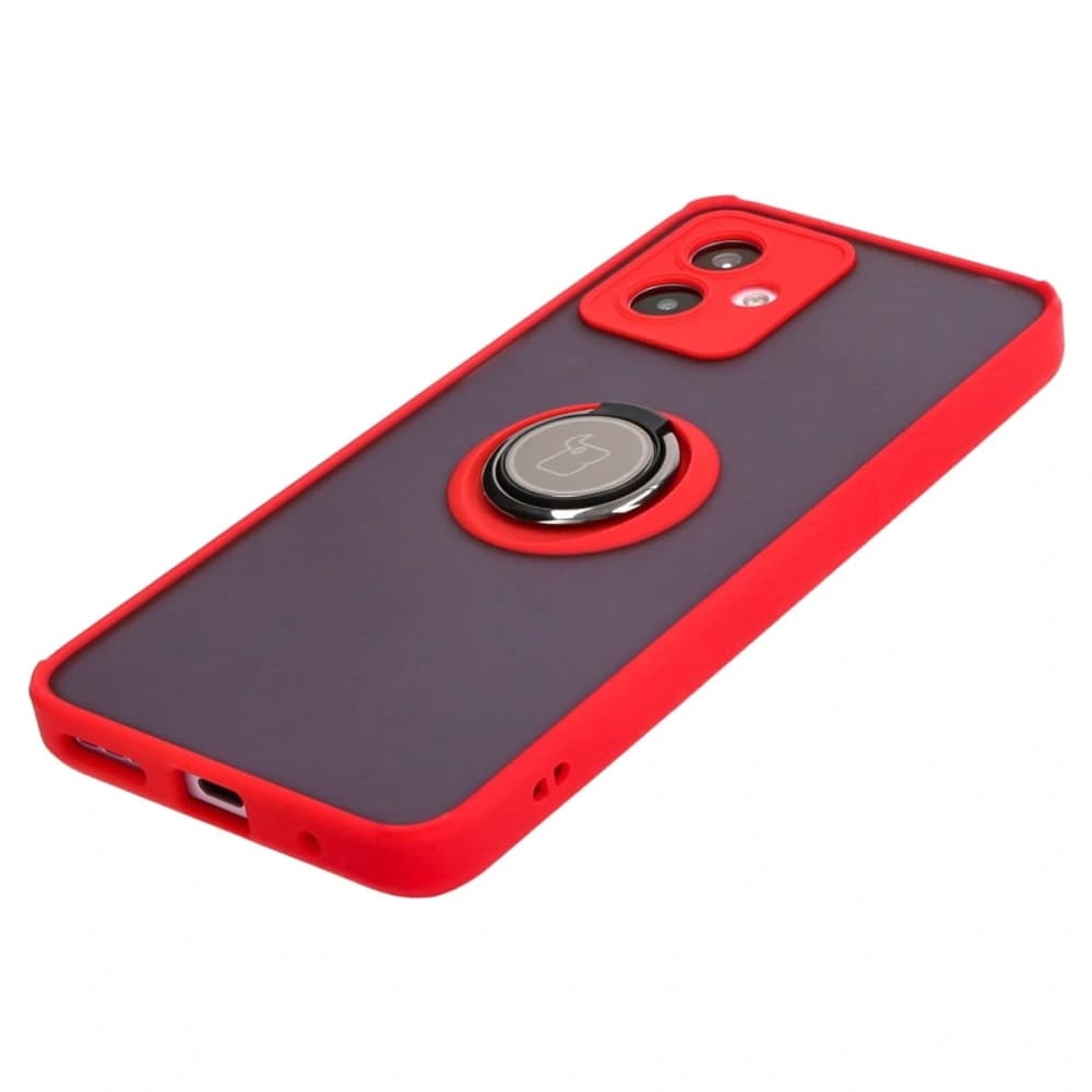 Bizon Case Hybrid Ring Motorola Moto G14 smoky with a red frame - 3