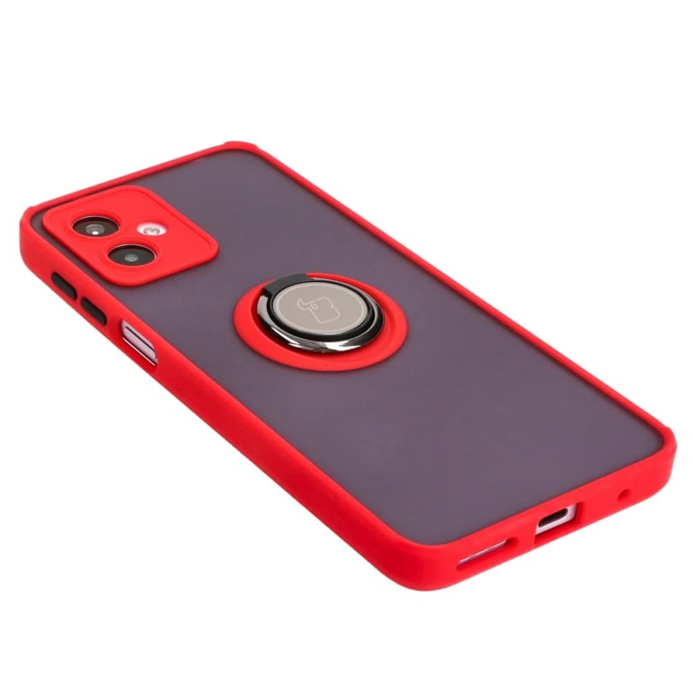 Bizon Case Hybrid Ring Motorola Moto G14 smoky with a red frame - 4