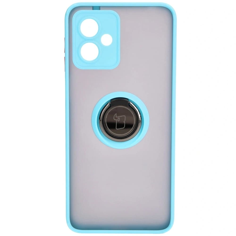 Bizon Case Hybrid Ring Motorola Moto G14 smoky with a light blue frame - 2