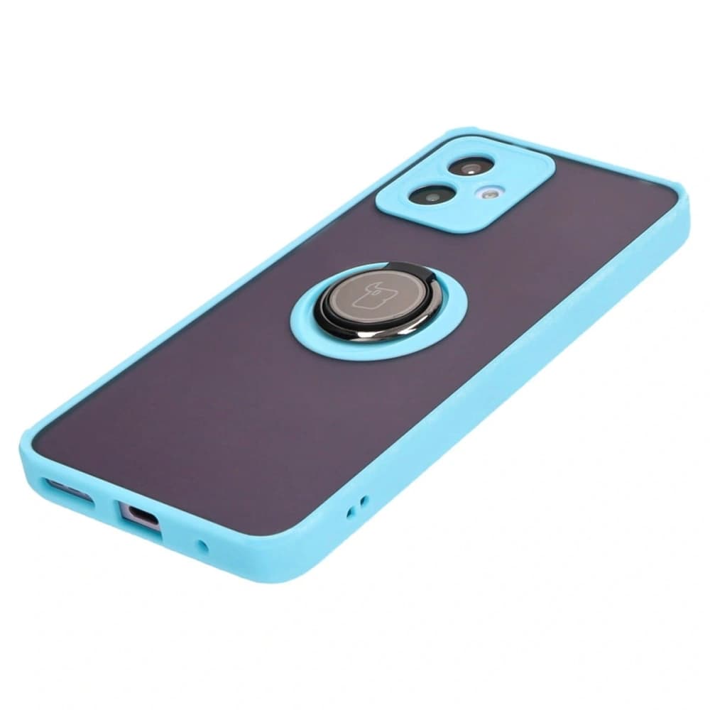 Bizon Case Hybrid Ring Motorola Moto G14 smoky with a light blue frame - 3
