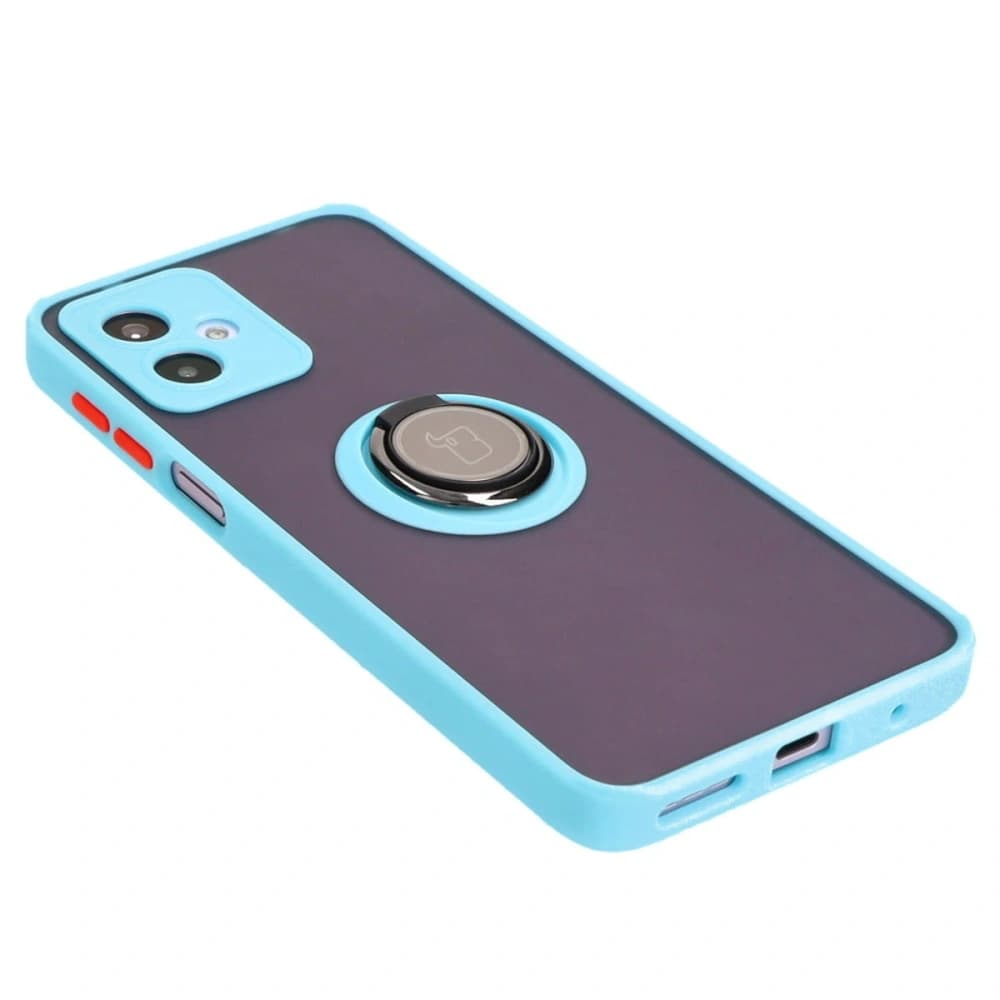 Bizon Case Hybrid Ring Motorola Moto G14 smoky with a light blue frame - 4