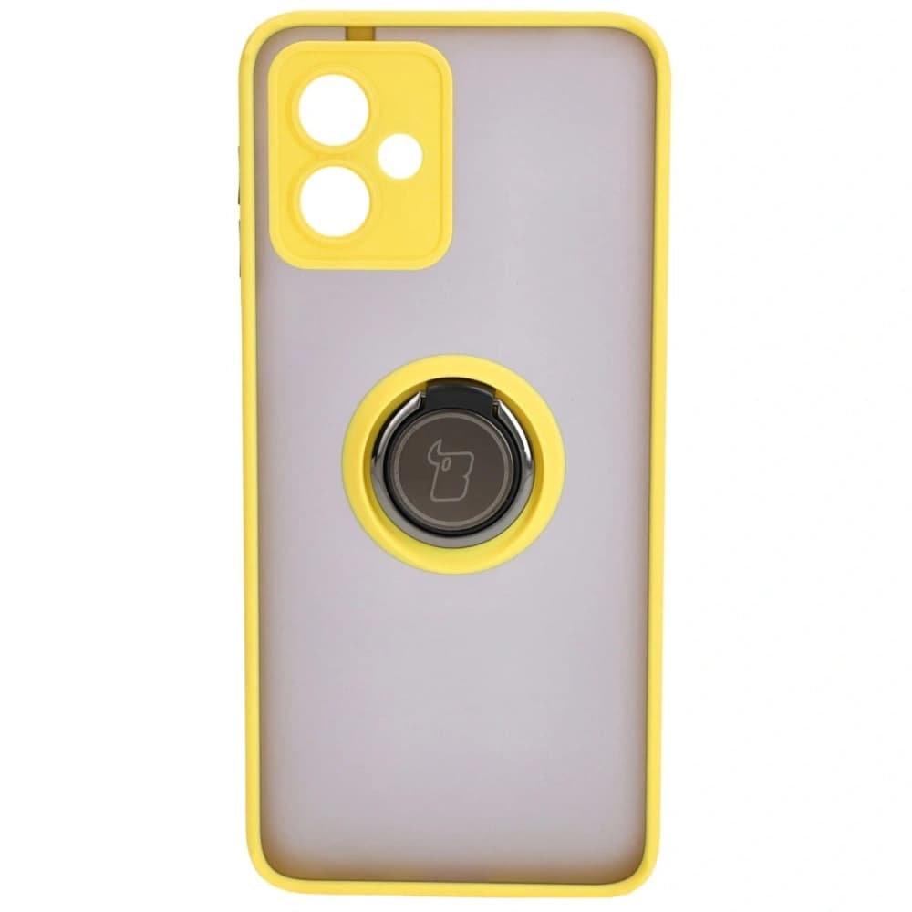 Bizon Case Hybrid Ring Motorola Moto G14 rauchig mit einem gelben Rahmen - 2