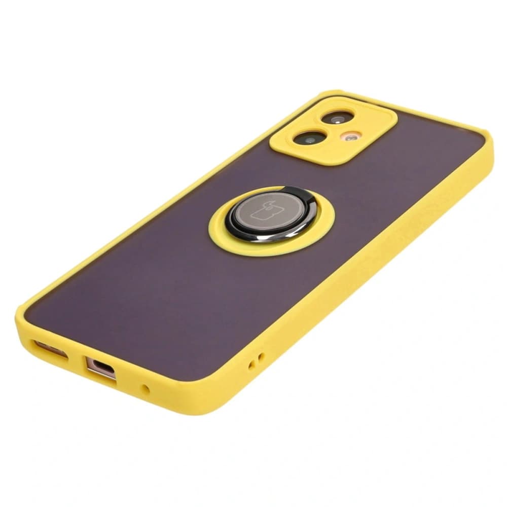 Bizon Case Hybrid Ring Motorola Moto G14 rauchig mit einem gelben Rahmen - 3