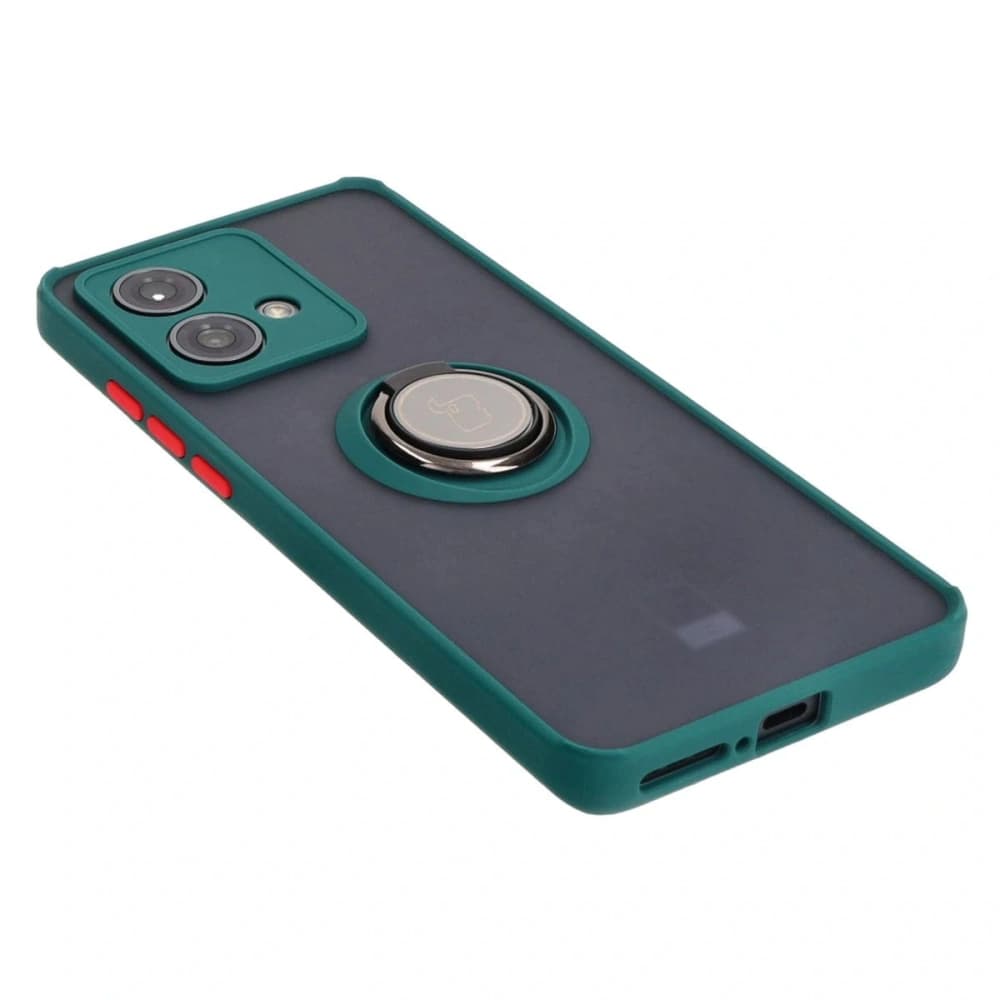 Bizon Case Hybrid Ring Motorola Edge 40 Neo rauchig mit einem dunkelgrünen Rahmen - 4