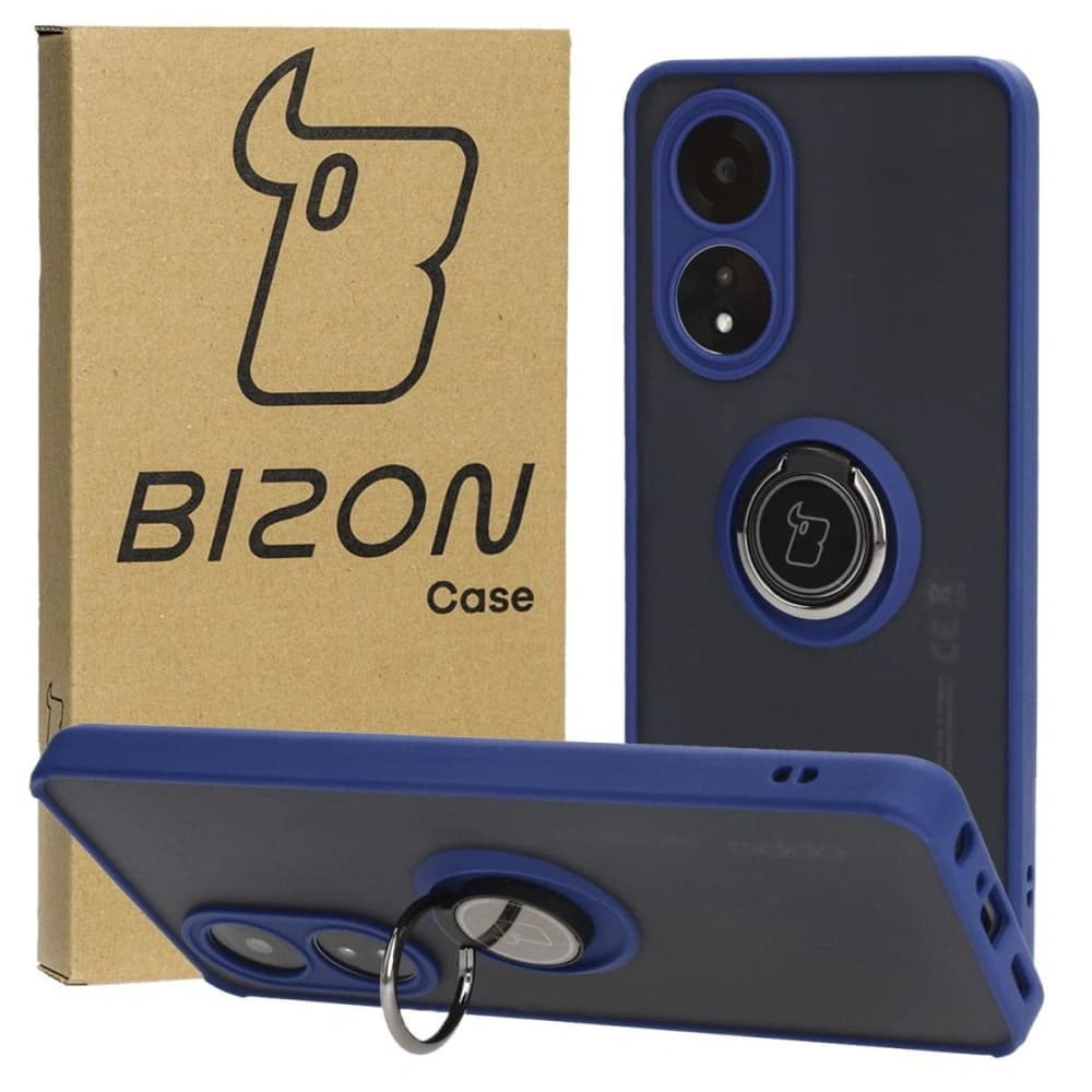 Bizon Case Hybrid Ring Oppo A58 4G smoky with a navy blue frame - 1