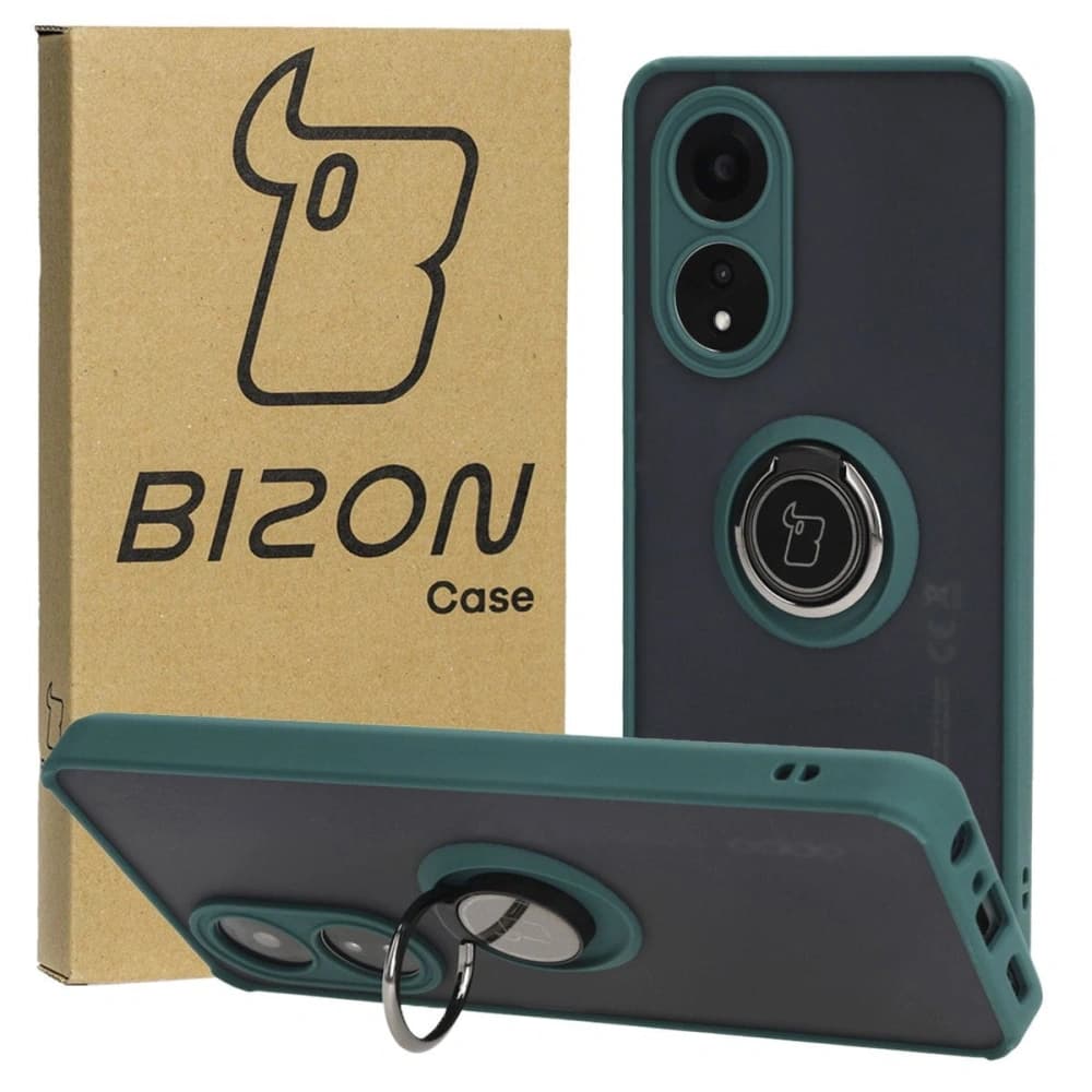 Bizon Case Hybrid Ring Oppo A58 4G smoky with a dark green frame - 1