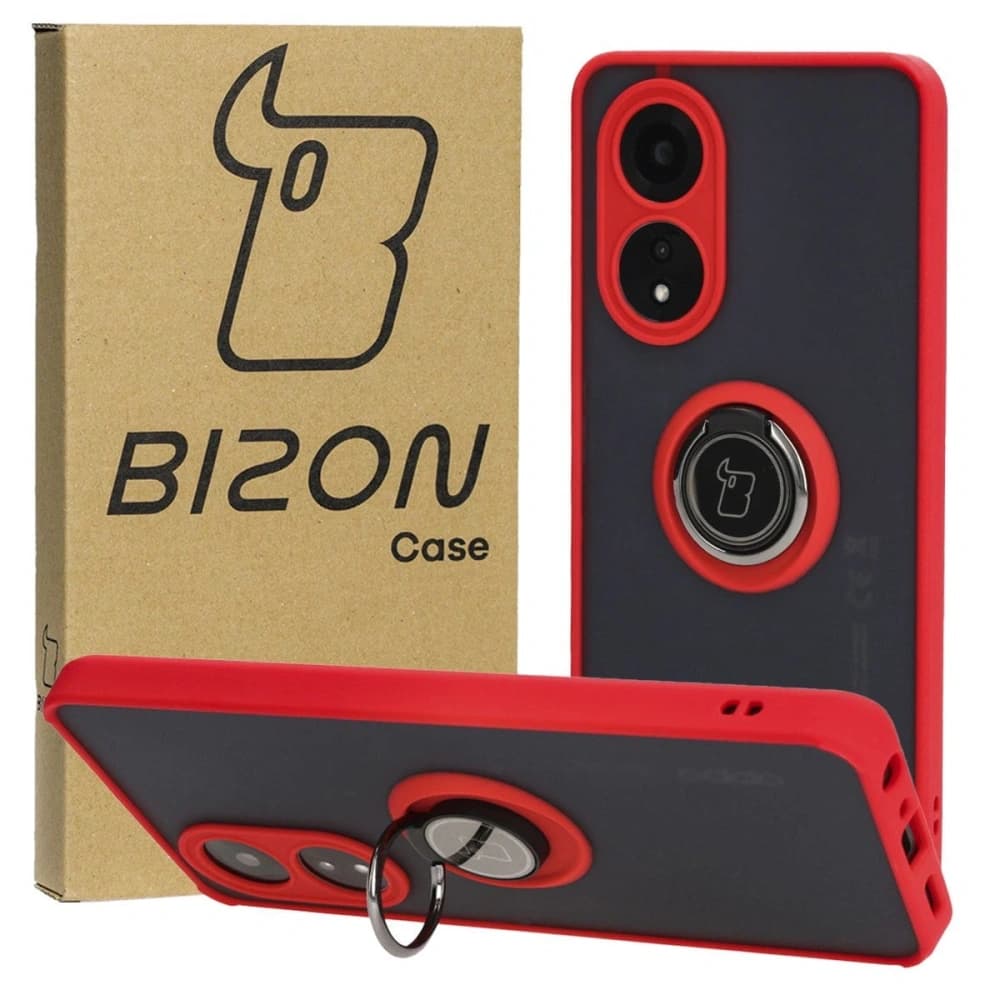 Bizon Case Hybrid Ring Oppo A58 4G smoky with a red frame - 1