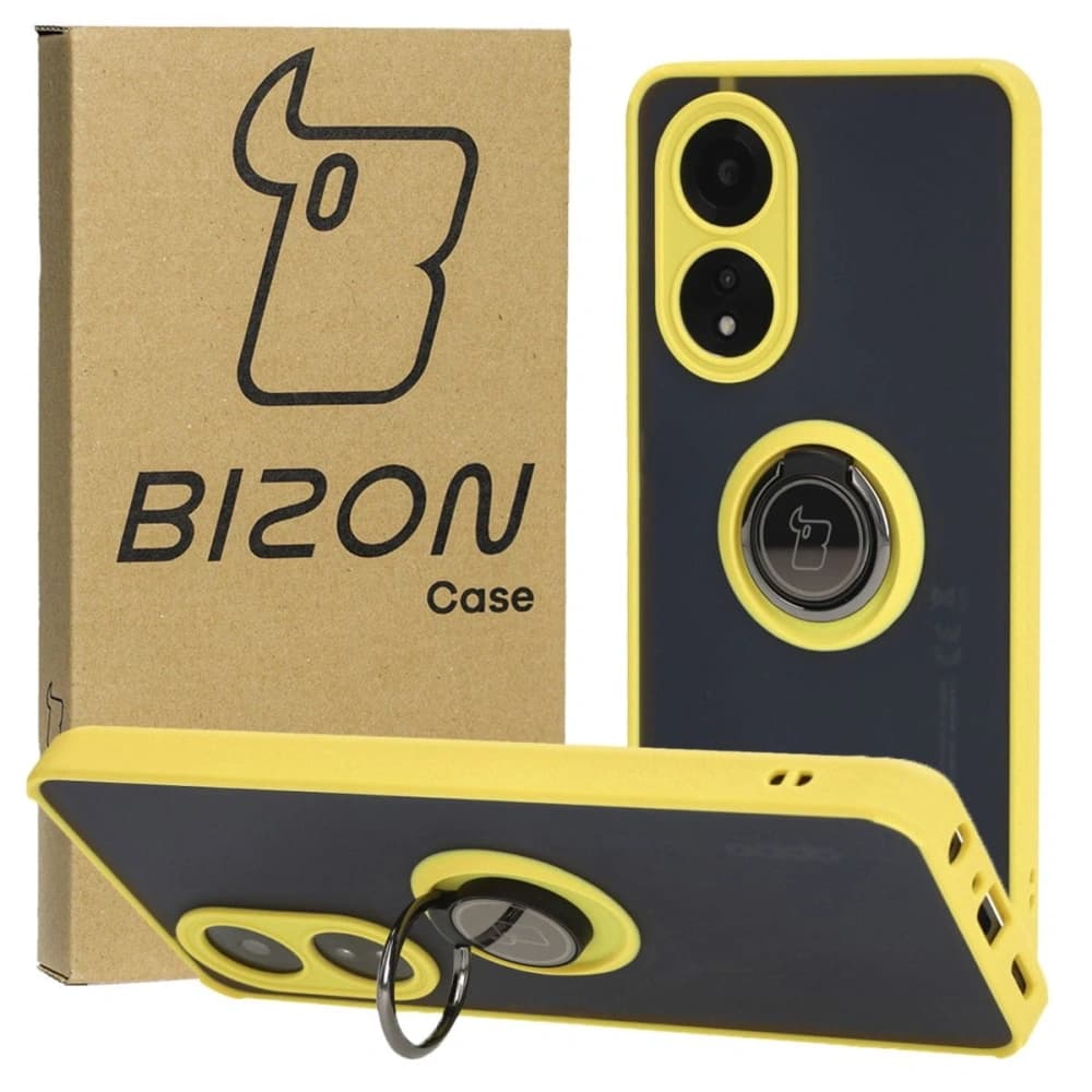 Bizon Case Hybrid Ring Oppo A58 4G smoky with a yellow frame - 1