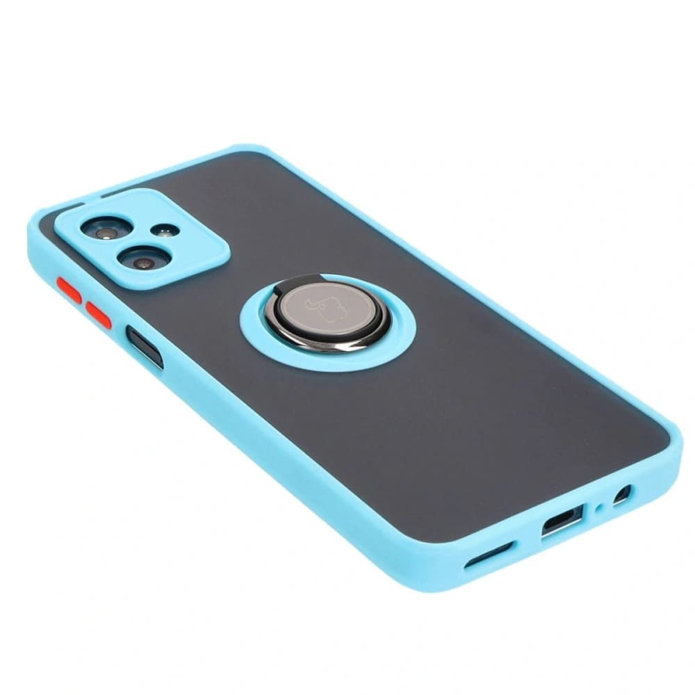 Bizon Case Hybrid Ring Motorola Moto G54 5G smoky with a light blue frame - 4