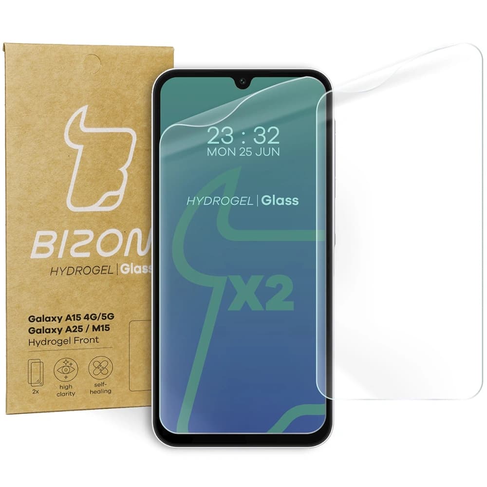 Bizon Glass Hydrogel Front Samsung Galaxy A15 4G/5G Samsung Galaxy A25 5G / M15 5G [2 PACK] - 1