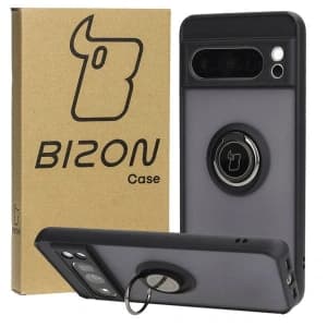 Bizon Case Hybrid Ring Google Pixel 8 Pro rauchig mit einem schwarzen Rahmen