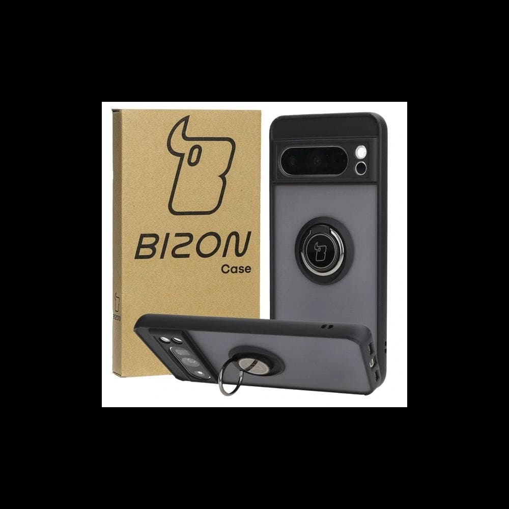 Bizon Case Hybrid Ring Google Pixel 8 Pro rauchig mit einem schwarzen Rahmen - 1
