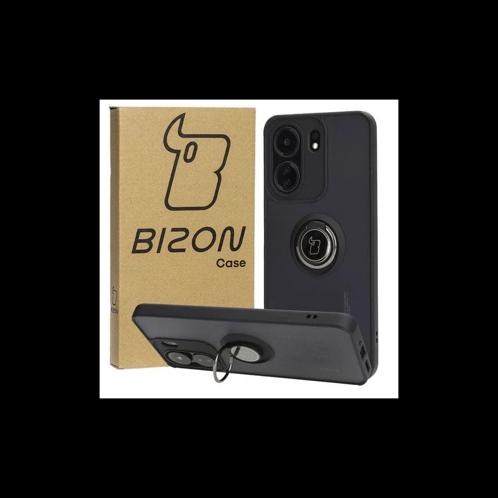 Bizon Case Hybrid Ring Xiaomi Redmi 13C / Xiaomi Poco C65 smoky with a black frame - 1