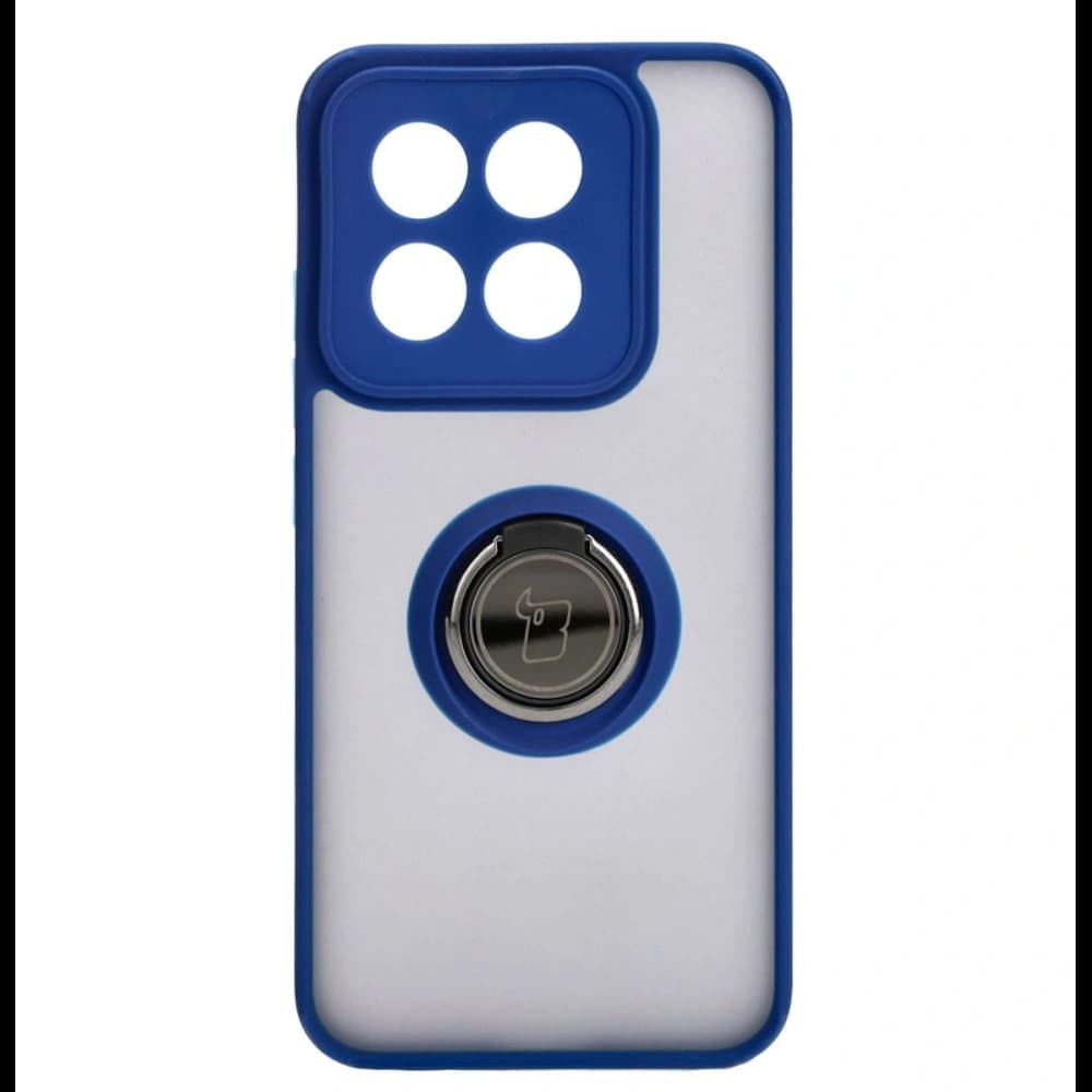 Bizon Case Hybrid Ring Xiaomi 14 smoky with a navy blue frame - 2
