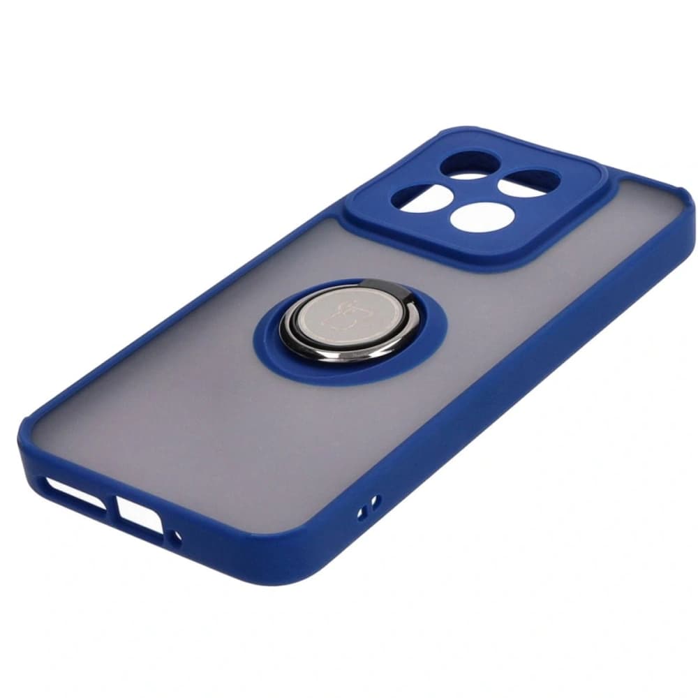 Bizon Case Hybrid Ring Xiaomi 14 smoky with a navy blue frame - 3