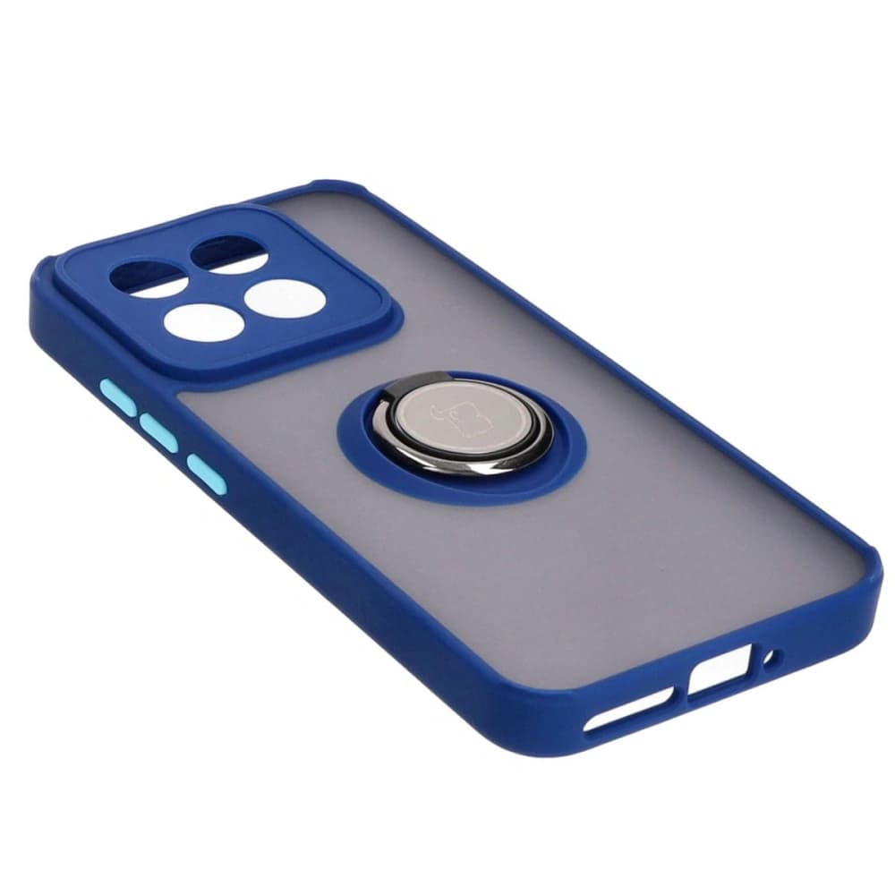 Bizon Case Hybrid Ring Xiaomi 14 smoky with a navy blue frame - 4