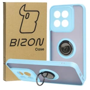 Bizon Case Hybrid Ring Xiaomi 14 smoky with a light blue frame