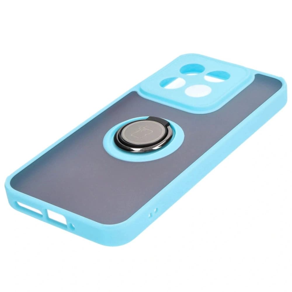 Bizon Case Hybrid Ring Xiaomi 14 smoky with a light blue frame - 3