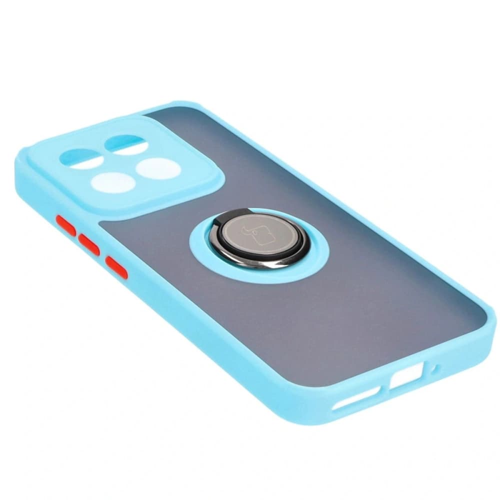 Bizon Case Hybrid Ring Xiaomi 14 smoky with a light blue frame - 4