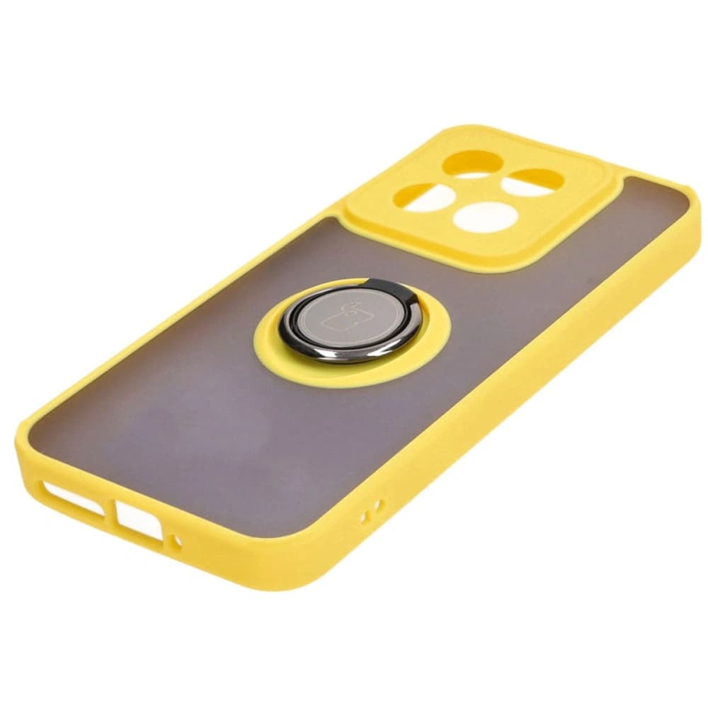 Bizon Case Hybrid Ring Xiaomi 14 rauchig mit einem gelben Rahmen - 3