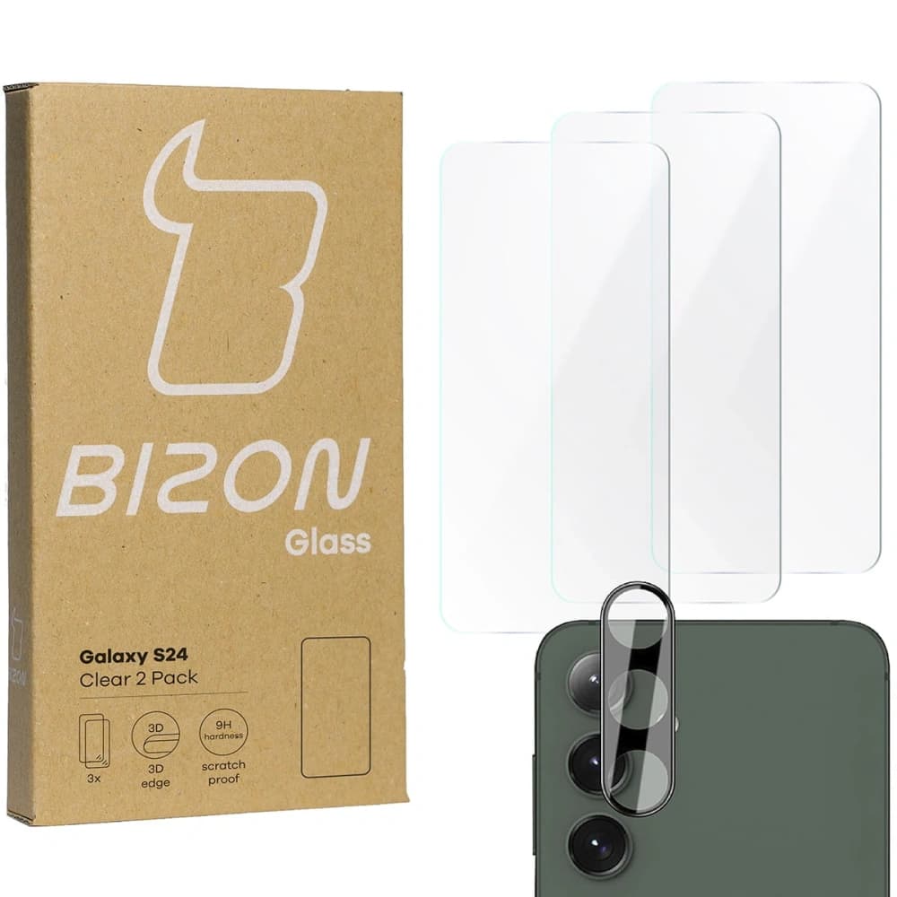 BIZON Clear 3x screen glass + camera glass Samsung Galaxy S24 - 1
