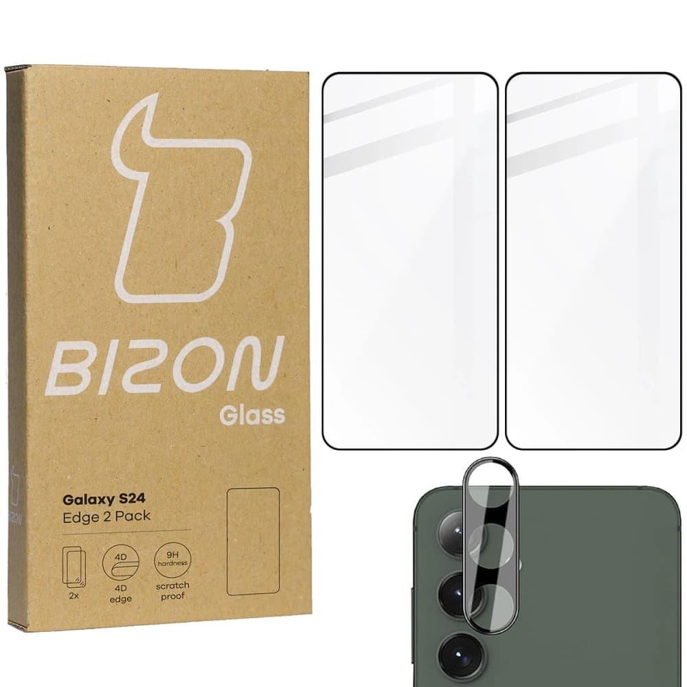 BIZON Edge 2x Bildschirmglas + Kameraglas Samsung Galaxy S24 - 1