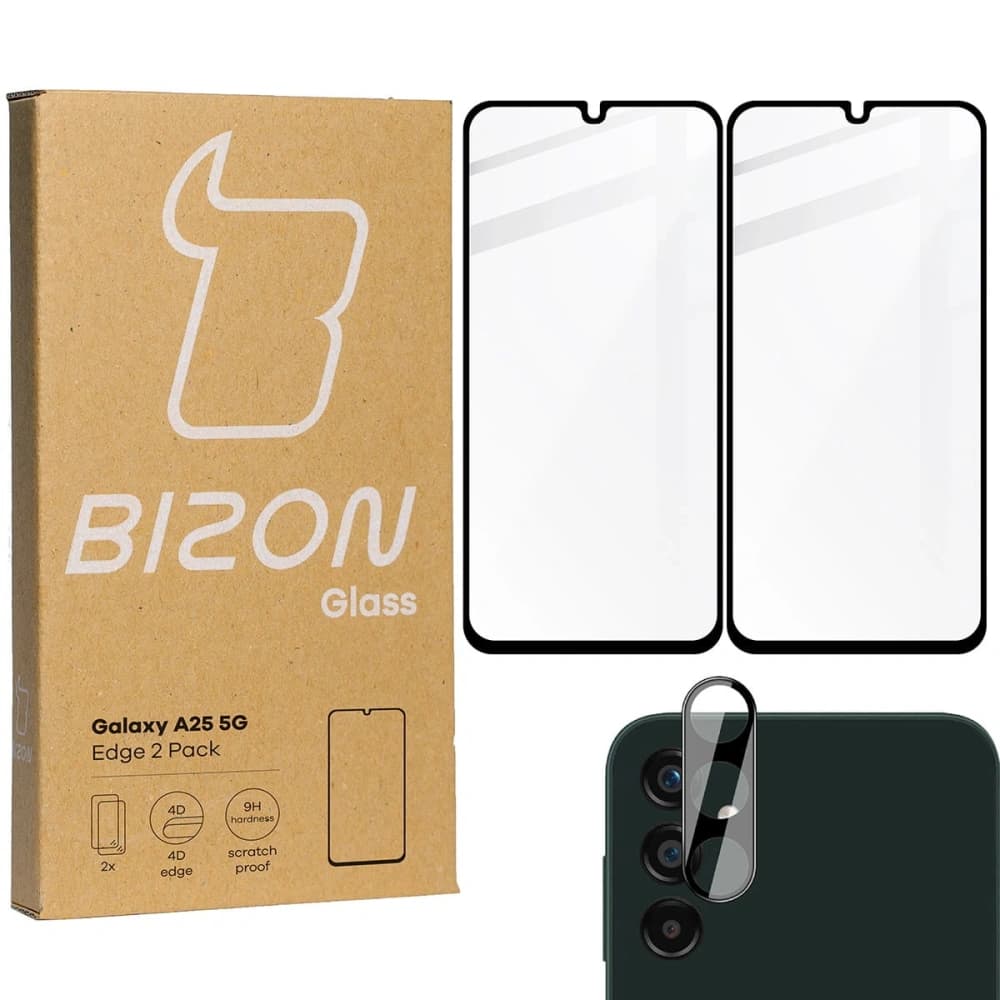 BIZON Edge 2x screen glass + camera glass Samsung Galaxy A25 5G - 1