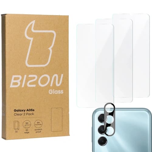 BIZON Clear 3x screen glass + camera glass Samsung Galaxy A05s