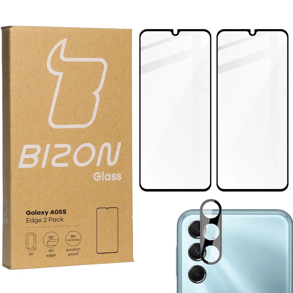 BIZON Edge 2x screen glass + camera glass Samsung Galaxy A05s - 1